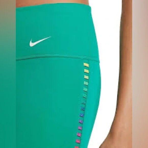 Nike Women's Green Rainbow Ladder Performance Workout Yoga Leggings - Picture 13 of 13